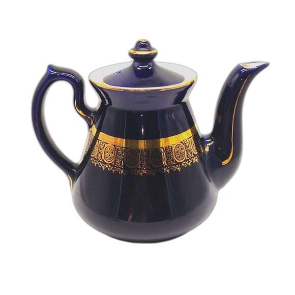 Vintage Hall Royal Blue & Gold Collectible Teapot 063X 6 Cup - Picture 1 of 9